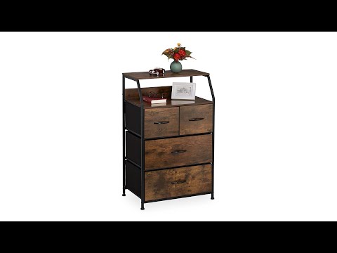 Commode 4 tiroirs Noir - Marron - Bois manufacturé - Métal - 60 x 97 x 42 cm