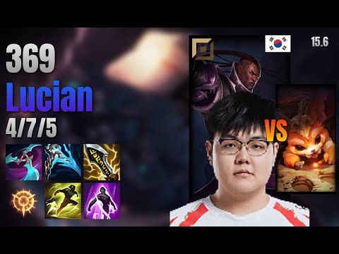 369 Top Lucian vs Gnar lol KR solo rank Full Game 15.6 | 369 루시안 vs 나르