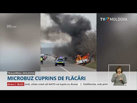 Un microbuz a ars ca o torţă pe traseul Chişinău- Anenii Noi