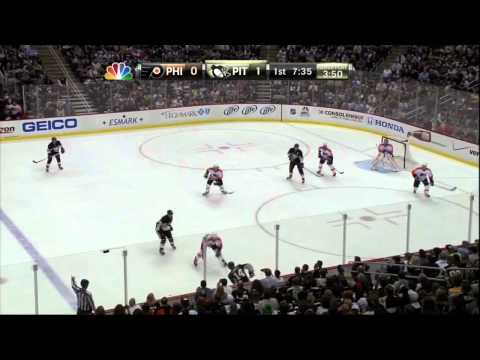 Zac Rinaldo hit on Zbynek Michalek Philadelphia Flyers vs Pittsburgh Penguins 4/7/12 NHL hockey