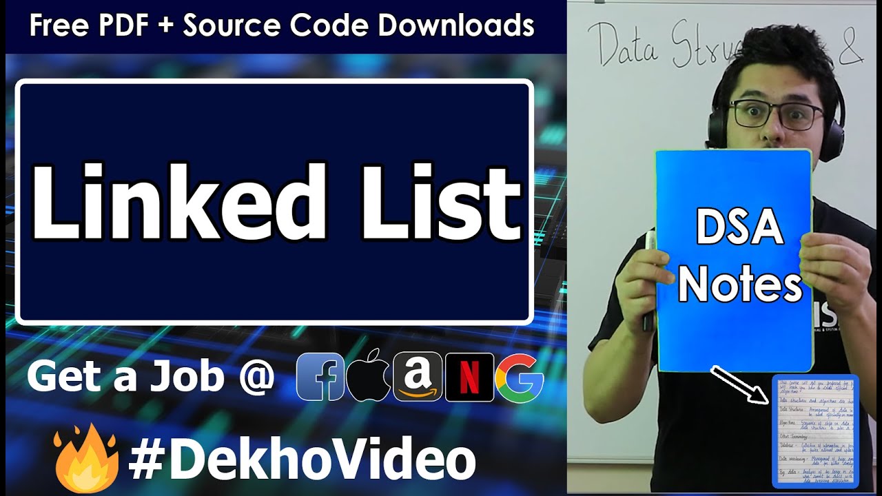 Video thumbnail for Introduction to Linked List in Data Structures (With Notes)