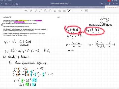 Übungsaufgabe - Realschulabschlussprüfung Baden - Württemberg - Thema: Parabeln und Funktionen
