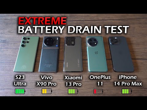 Battery Drain Test 🔋 S23 Ultra vs Vivo X90 Pro vs Xiaomi 13 Pro vs OnePlus 11 vs iPhone 14 Pro Max
