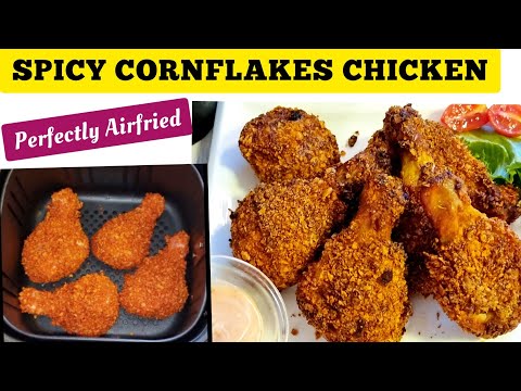 AIR FRYER SPICY CORNFLAKES CHICKEN RECIPE // TASTY AIR FRIED CHICKEN DRUMSTICKS. AIRFRYER CHICKEN