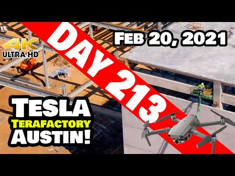 Tesla Gigafactory Austin 4K  Day 213 - 2/20/21 - Terafactory Texas - GIGA TEXAS IS BACK TO WORK!