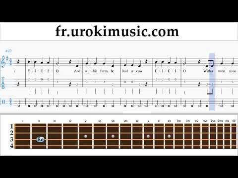 Comment Jouer du Ukulélé Mélodie Old MacDonald - Had a Farm Tab Tablature Partie#2 um-b829