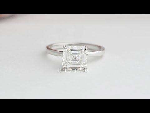 3.20 Carat Asscher  Cut  Lab Diamond  Solitaire  Engagement Ring @ourosjewels
