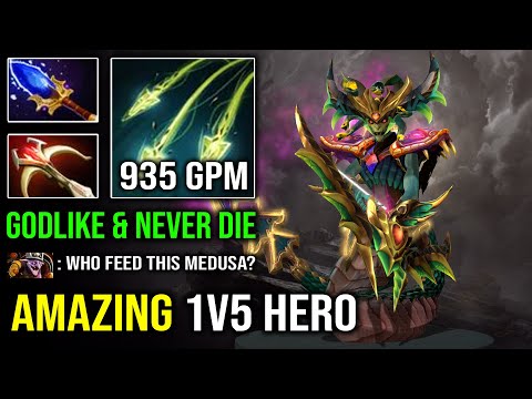 SUPER 1v5 HERO Amazing Rampage Medusa 100% Unkillable with Multi Farming 925 GPM DotA 2