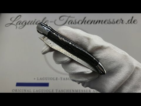 Laguiole Taschenmesser mit Damastklinge & Doppelplatinen – Griff aus Büffelhorn