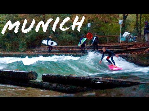 SURFING RIVER WAVE in MUNICH GERMANY (EISBACH)