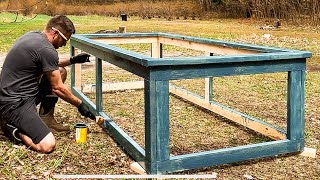 Building a raised bed and turning on our irrigation system.