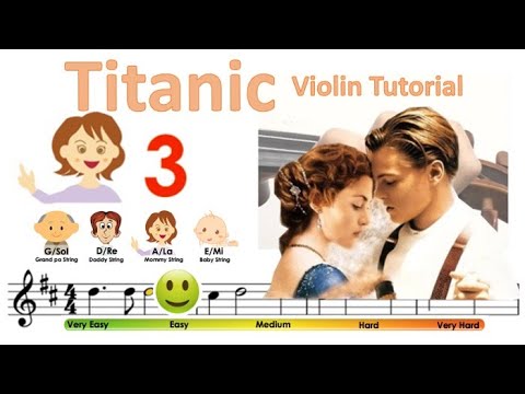 Titanic OST, my heart will go on sheet music & violin finger pattern tutorial | Easy Violin | HTP TV