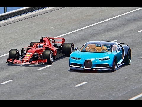 Ferrari F1 2018 vs Bugatti Chiron - TOP SPEED BATTLE
