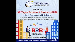 Business 2 Business (B2B) Companies Database (ALL INDIA) +650 Types of Data