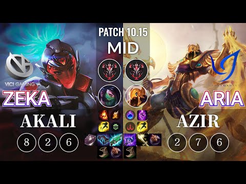 VG Zeka Akali vs CGA Aria Azir Mid - KR Patch 10.15