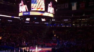 Keke Palmer Sings the National Anthem - Warriors-Clippers at Staples Center 2/20/2016