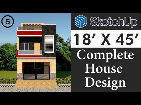 18 X 45 House Design in Sketchup for Beginners || Tutorial in Hindi