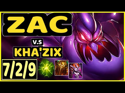 KIREI (ZAC) vs KHA'ZIX - 7/2/9 KDA JUNGLE CHALLENGER GAMEPLAY - EUW