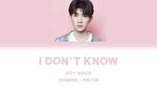 Roy Wang (王源) - I don't know (我不知道) Lyrics (Chinese/Pin Yin)