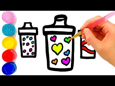 Glitter Toy Baby Milk Bottle Coloring | Drawing and Learn colors for Kids