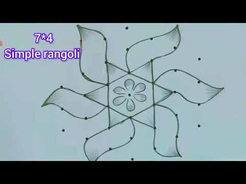 Very easy rangoli design 7*4 dots 🌺 beginners kolam design kolam 🌺