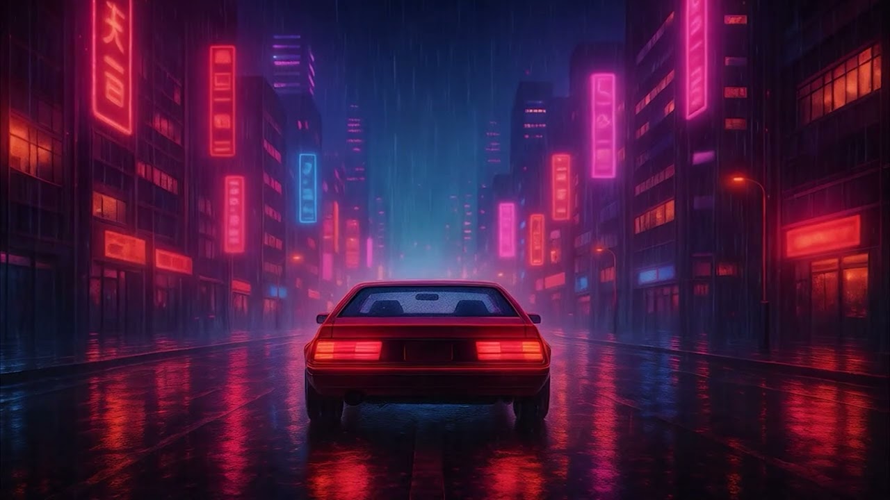 5 Hour Relaxing Synthwave Music – Neon Rain Drive  Chill Ambient Night Loop