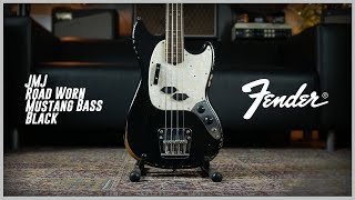 Video thumbnail for Fender JMJ Road Worn Mustang Bass, Black (4K) by GAK