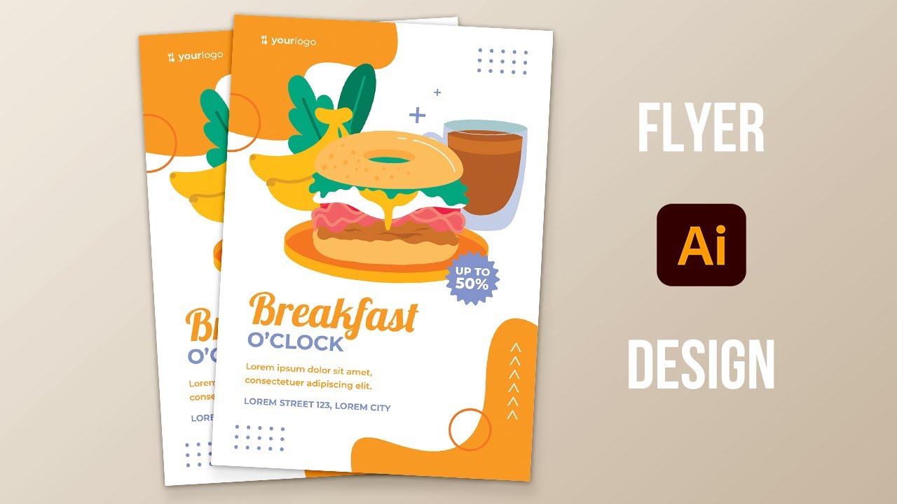 Breakfast Flyer Design in Adobe Illustrator