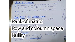 Row Space, Coloumn Space, Rank and Nullity || Linear Algebra || Urdu/ Hindi