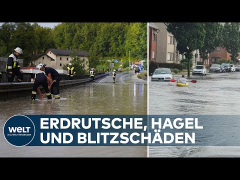 SCHWERE UNWETTER in NRW und BAYERN - Erdrutsche, Hagel und Blitzschäden