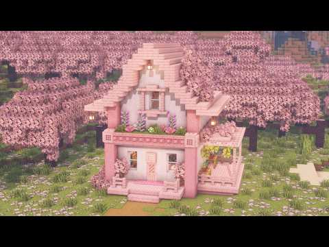 [Minecraft] How to Build a Cute Cherry Blossom House / Tutorial