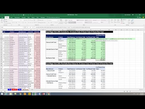 Excel Magic Trick 1395 DAX Measures for Show Values As of Grand Total Column Total Parent Total