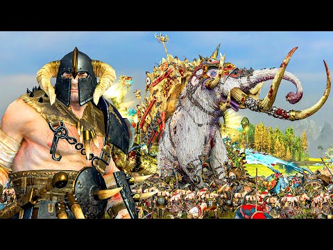 NORSCA vs LIZARDMEN - Massive TotalWar Warhammer 3 cinematic battle