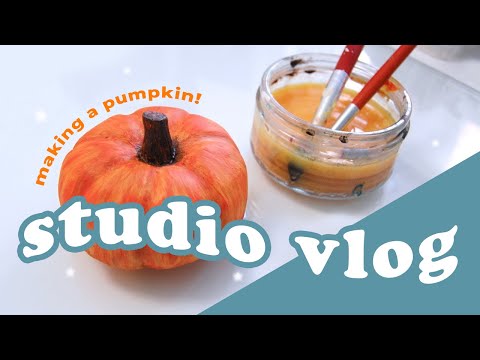 Painting a Polymer Clay PUMPKIN | Studio Vlog