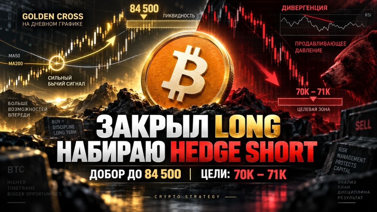 ЗАКРЫЛ LONG ПО BTC — НАБИРАЮ SHORT!