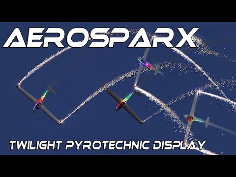 4K UHD Aerosparx Twilight Pyrotechnic Display.One of the 6 teams flying with Pyro the only 1at night