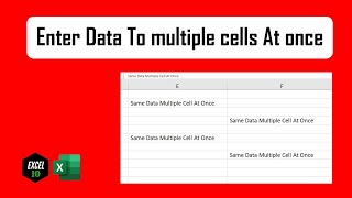 How To Enter The Same Data In Multiple Cells At Once In Excel