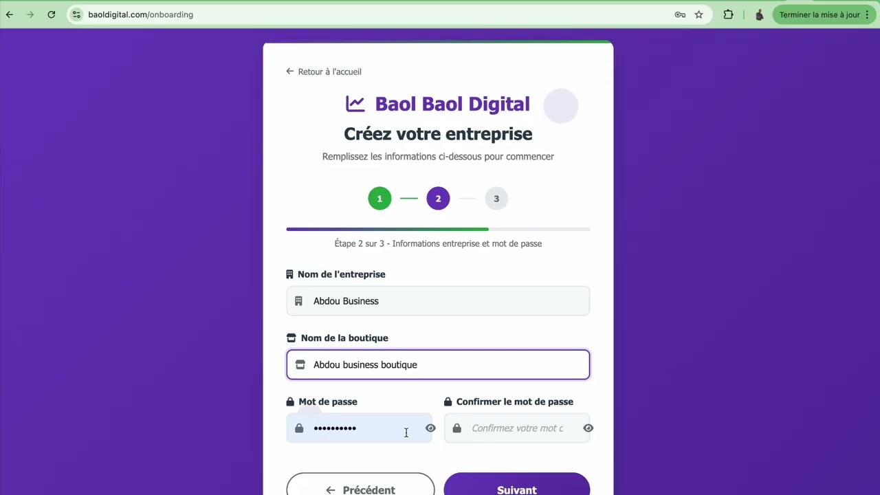 Comment créer son entreprise dans Baol Baol Digital