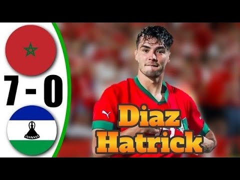 Morocco vs Lesotho 7-0 Maroc vs Lesotho Highlights Brahim Diaz Hat Trick #morocco #football #soccer