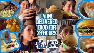 EATING ONLY DELIVERED FOOD FOR 24 HOURS CHALLENGE! | VIA MISTER RUNNER | Jhonalynne Uy