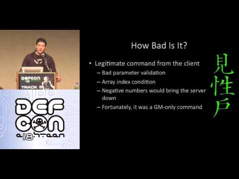 DEF CON 18 Hacking Conference Presentation By metr0  Securing MMOs - Video and Slides