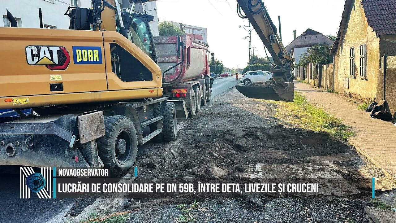 Lucrări de consolidare pe DN 59B, între Deta, Livezile și Cruceni