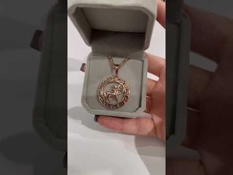 Подарок парню девушке кулон знак зодиака Стрелец в оправе "меандр" на цепочке медзолото в бархатной коробочке - фото 2 - id-p2234932717