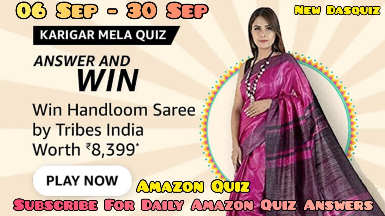 Watch video The Karigar Mela is hosted in partnership with | Amazon Karigar Mela Quiz Answers Today Now The Karigar Mela is hosted in partnership with | Amazon Karigar Mela Quiz Answers Today