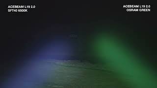 Acebeam L19 2.0 - osram Green vs SFT40 6500K [BEAMSHOTS - PORÓWNANIE] 500m - 1411m