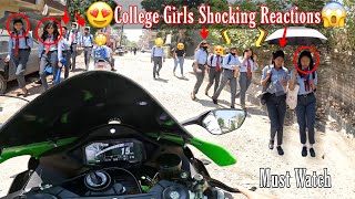Cute College Girls Shocking Reactions & Zx10r Loud Exhaust In College Campus & My Offline Exams OMG