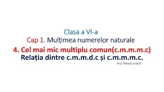 Clasa VI Cel mai mic multiplu comun