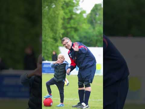 Aleks showing off his football skills at the charity match