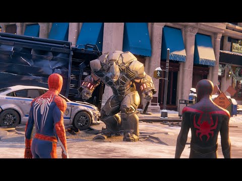 Miles & Peter VS Rhino Ultimate Difficulty Boss Fight NO DAMAGE-Marvel's Spider-Man: Miles Morales