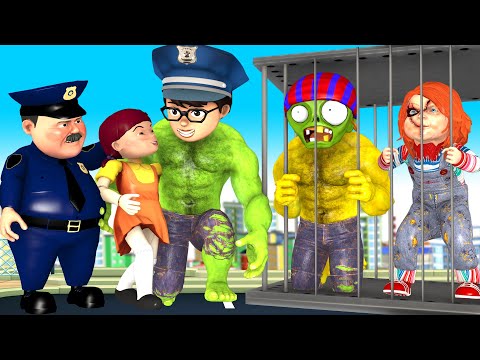 Good Nick Became NickHulk Police Brave vs Zombie Chucky save Papa Police - Scary Teacher 3D Story
